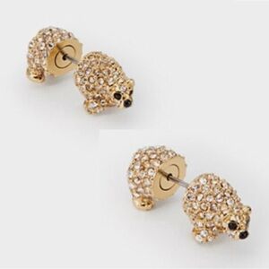 Kate Spade Gold and Crystal Stud Polar Bear Earrings